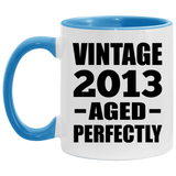 11th Birthday Vintage 2013 Aged Perfectly - 11oz Accent Mug Blue