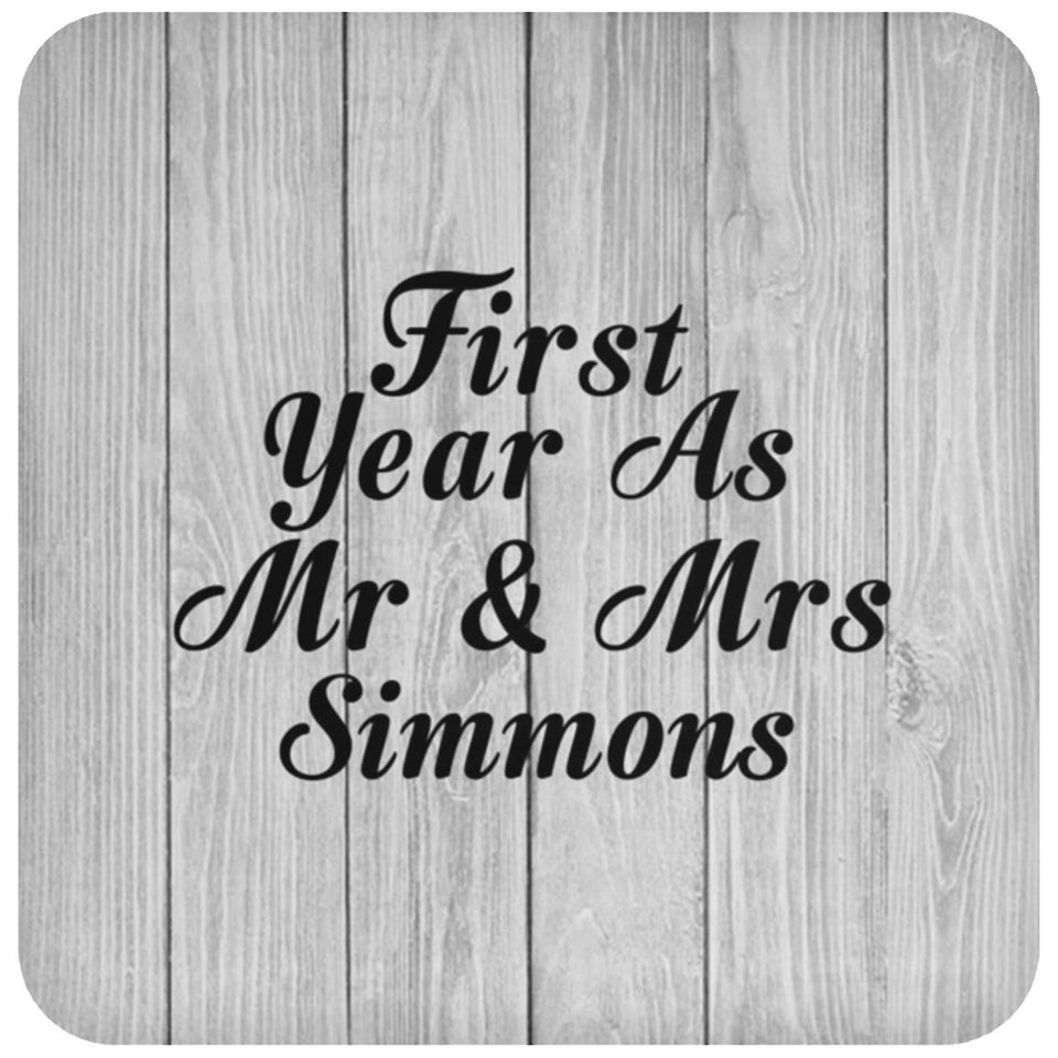 First Year As Mr & Mrs Simmons - Drink Coaster F