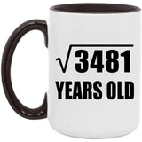 59th Birthday Square Root of 3481 Years Old - 15oz Accent Mug Black