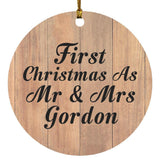 First Christmas As Mr & Mrs Gordon - Circle Ornament C