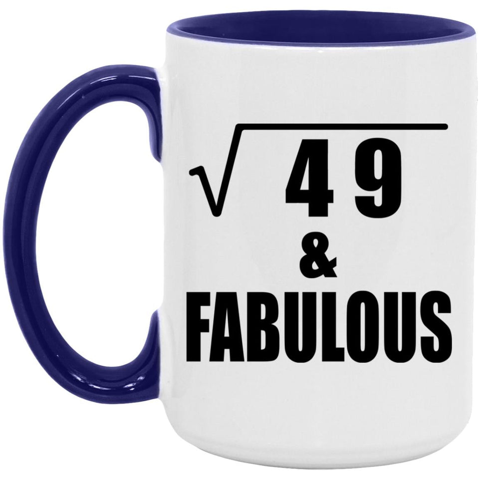 7th Birthday Square Root of 49 & Fabulous - 15oz Accent Mug Purple