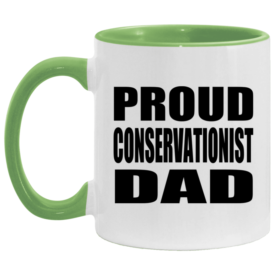 Proud Conservationist Dad - 11oz Accent Mug Green