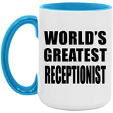 World's Greatest Receptionist - 15oz Accent Mug Blue