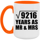 96th Anniversary Square Root of 9216 Years As Mr & Mrs - 15oz Accent Mug Orange