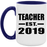 Teacher Established EST. 2019 - 15oz Accent Mug Purple