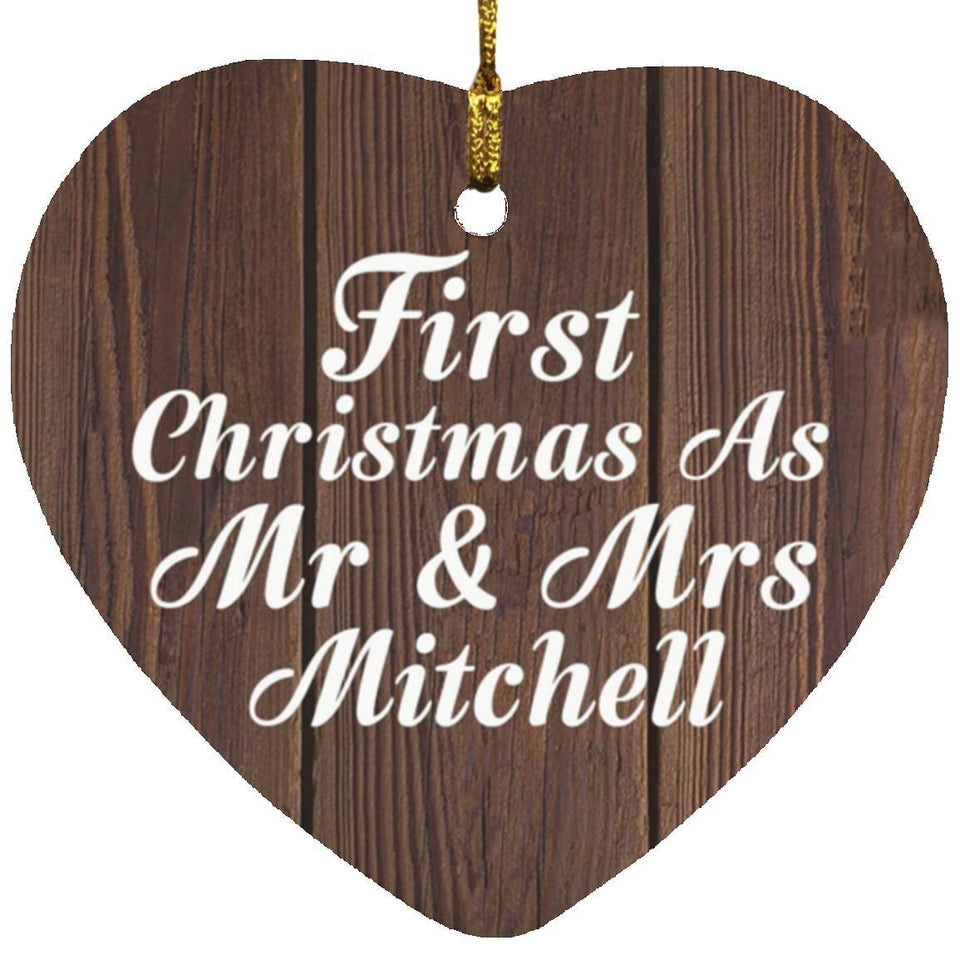 First Christmas As Mr & Mrs Mitchell - Heart Ornament D