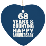 Happy 68th Anniversary 68 Years & Counting - Heart Ornament