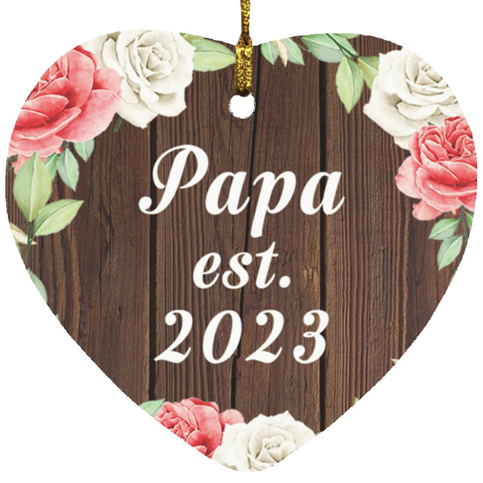 Papa Established Est. 2023 - Heart Ornament A