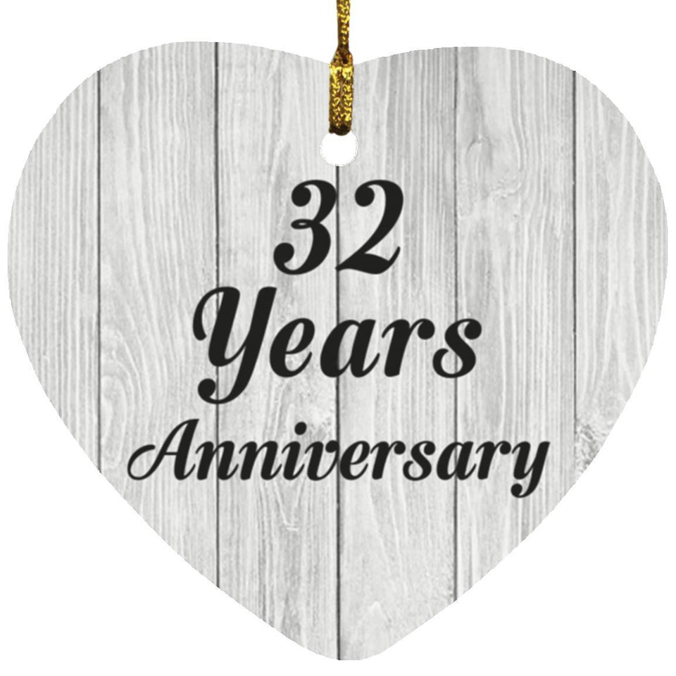 32nd Anniversary 32 Years Anniversary - Heart Ornament F