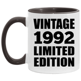 32nd Birthday Vintage 1992 Limited Edition - 11oz Accent Mug Black