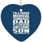 Proud Medical Technologist Dad Of Awesome Son - Heart Ornament