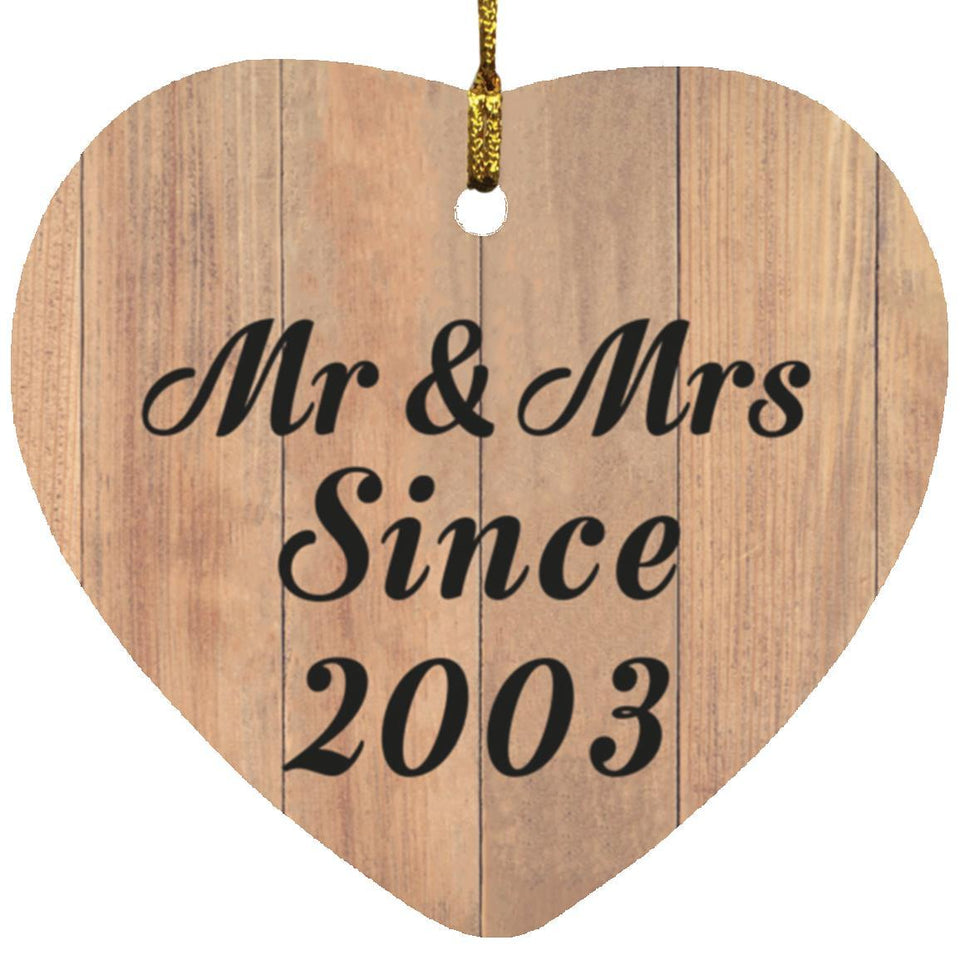 21st Anniversary Mr & Mrs Since 2003 - Heart Ornament C