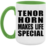 Tenor Horn Makes Life Special - 15oz Accent Mug Green