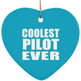 Coolest Pilot Ever - Heart Ornament