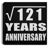 11th Anniversary Square Root of 121 Years Anniversary - Canvas Square