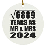 83rd Anniversary Square Root of 6889 Years As Mr & Mrs 2024 - Circle Ornament