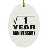 1st Anniversary Square Root of 1 Year Anniversary - Oval Ornament