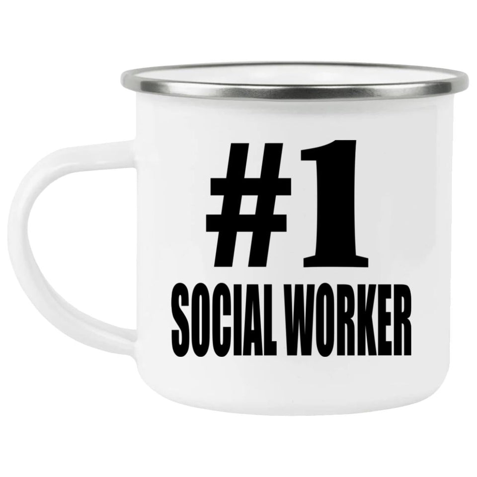 Number One #1 Social Worker - 12oz Camping Mug