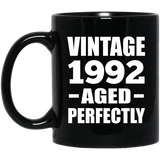 32nd Birthday Vintage 1992 Aged Perfectly - 11oz Coffee Mug Black