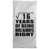 4th Anniversary Square Root of 16 Years Mrs Always Right - Hand Towel