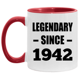 82nd Birthday Legendary Since 1942 - 11oz Accent Mug Red