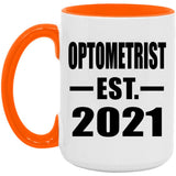 Optometrist Established EST. 2021 - 15oz Accent Mug Orange