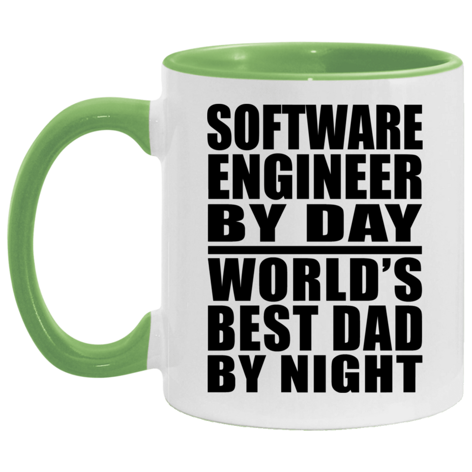 Software Engineer By Day World's Best Dad By Night - 11oz Accent Mug Green