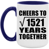 39th Anniversary Cheers To Square Root of 1521 Years Together - 15oz Accent Mug Purple