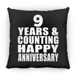 Happy 9th Anniversary 9 Years & Counting - Throw Pillow Black