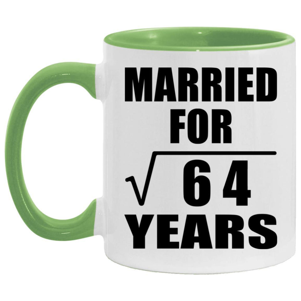 8th Anniversary Married For Square Root of 64 Years - 11oz Accent Mug Green