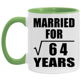 8th Anniversary Married For Square Root of 64 Years - 11oz Accent Mug Green