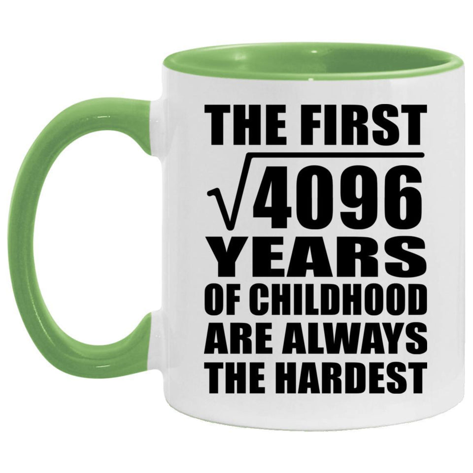 64th Birthday Square Root of 4096 Years of Childhood - 11oz Accent Mug Green