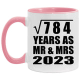 28th Anniversary Square Root of 784 Years As Mr & Mrs 2023 - 11oz Accent Mug Pink