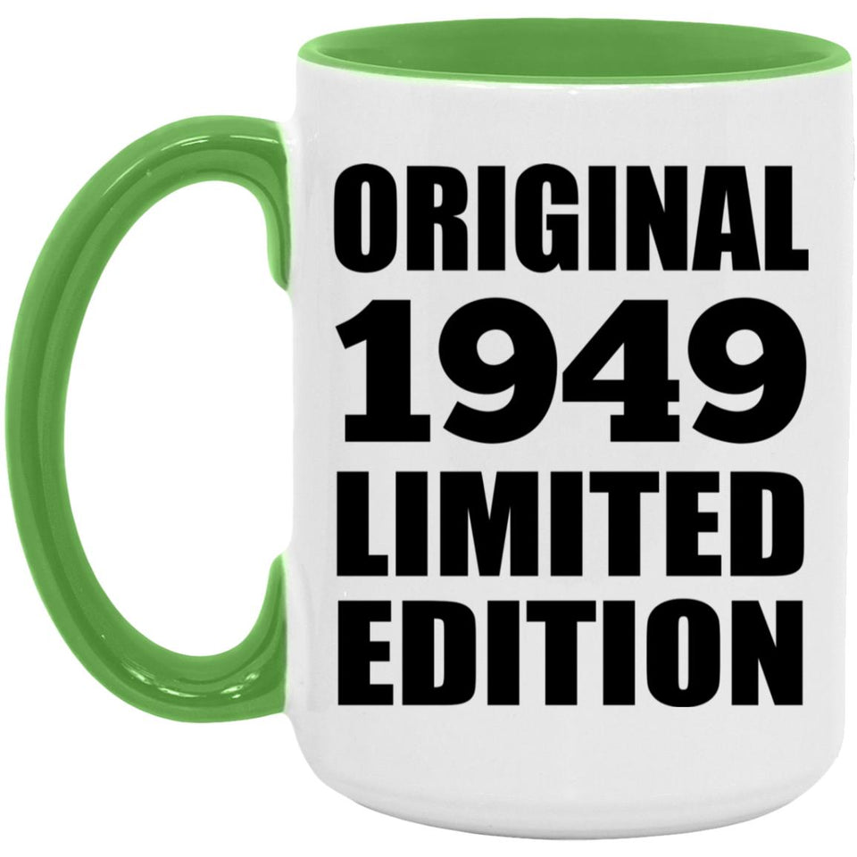75th Birthday Original 1949 Limited Edition - 15oz Accent Mug Green