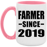 Farmer Since 2019 - 15oz Accent Mug Pink