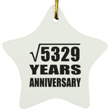 73rd Anniversary Square Root of 5329 Years Anniversary - Star Ornament