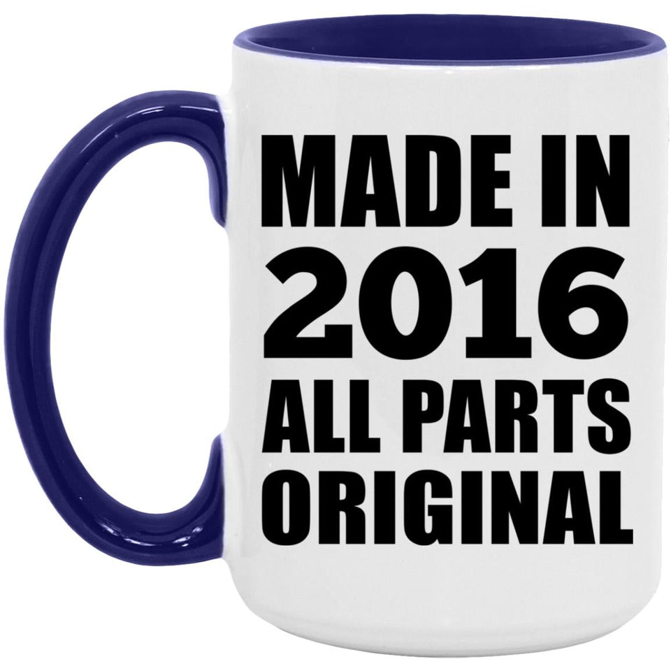8th Birthday Made in 2016 All Parts Original - 15oz Accent Mug Purple