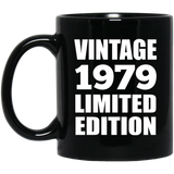 45th Birthday Vintage 1979 Limited Edition - 11oz Coffee Mug Black