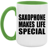 Saxophone Makes Life Special - 15oz Accent Mug Green