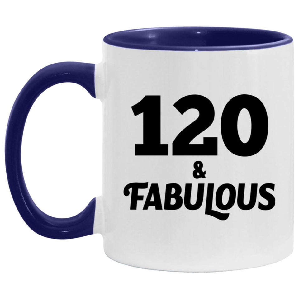 120th Birthday 120 & Fabulous - 11oz Accent Mug Purple