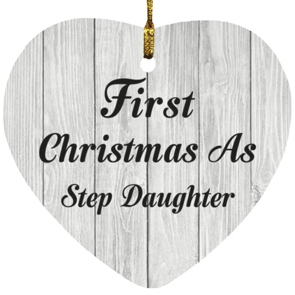 First Christmas As Step Daughter - Heart Ornament F