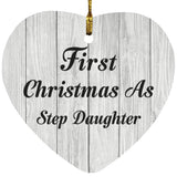 First Christmas As Step Daughter - Heart Ornament F