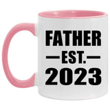 Father Established EST. 2023 - 11oz Accent Mug Pink