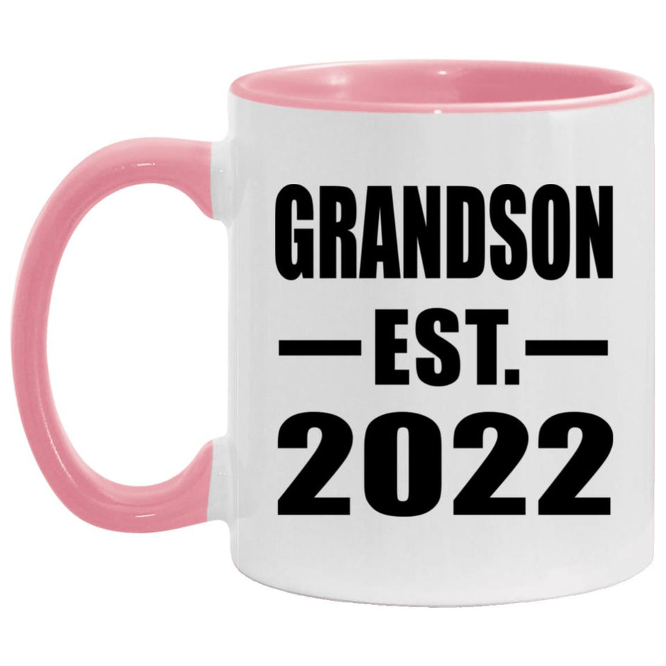 Grandson Established EST. 2022 - 11oz Accent Mug Pink