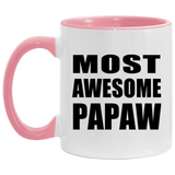 Most Awesome Papaw - 11oz Accent Mug Pink