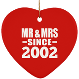 22nd Anniversary Mr & Mrs Since 2002 - Heart Ornament