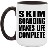 Skim Boarding Makes Life Complete - 15oz Accent Mug Black