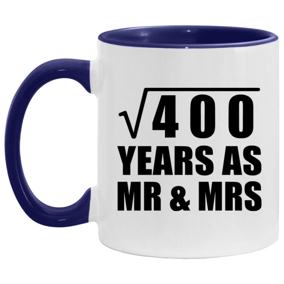 20th Anniversary Square Root of 400 Years As Mr & Mrs - 11oz Accent Mug Purple