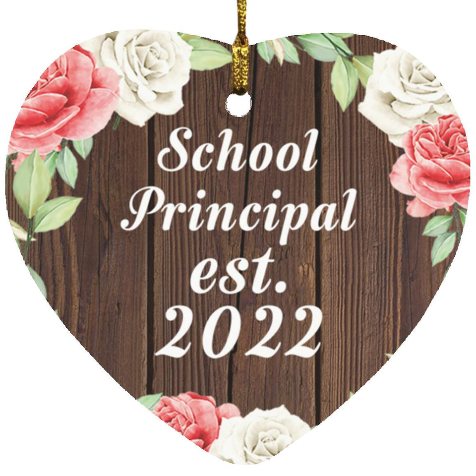 School Principal Established Est. 2022 - Heart Ornament A
