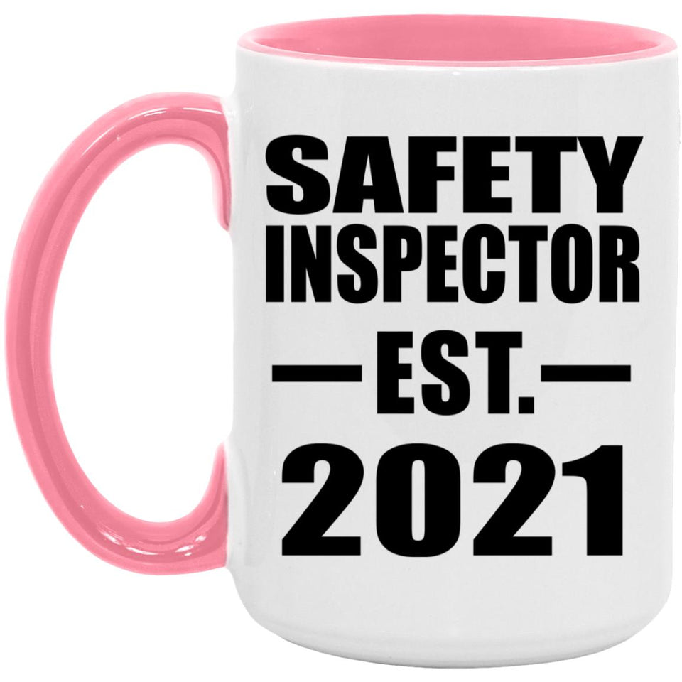 Safety Inspector Established EST. 2021 - 15oz Accent Mug Pink